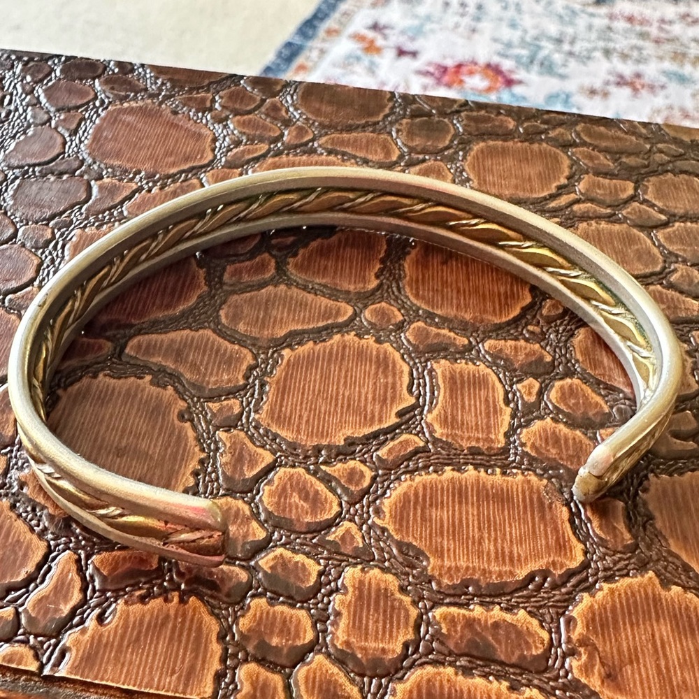Silver & Copper Adjustable Cuff Bracelet Magnetic Energy Arthritis / Joint Pain.